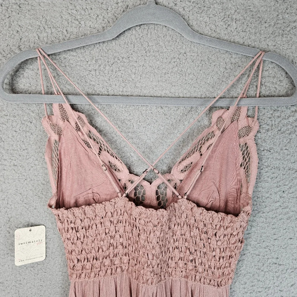 Free People Womens Adella V-Neck Sleeveless Pastel Pink Ruffle-Lace Mini Sz S - Picture 9 of 14